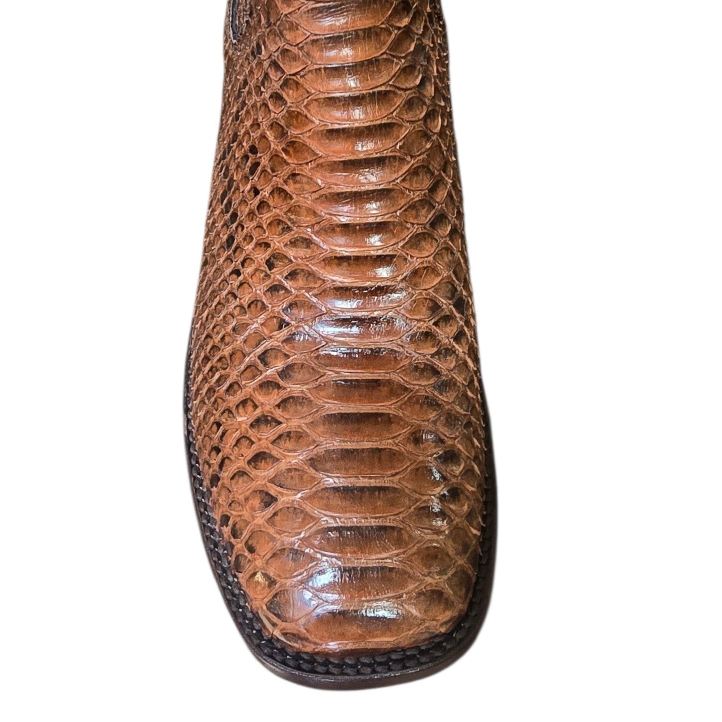 Exotic Leather Ankle Boots (0170) - 8" Genuine Python Snake Skin w/ Square Toe
