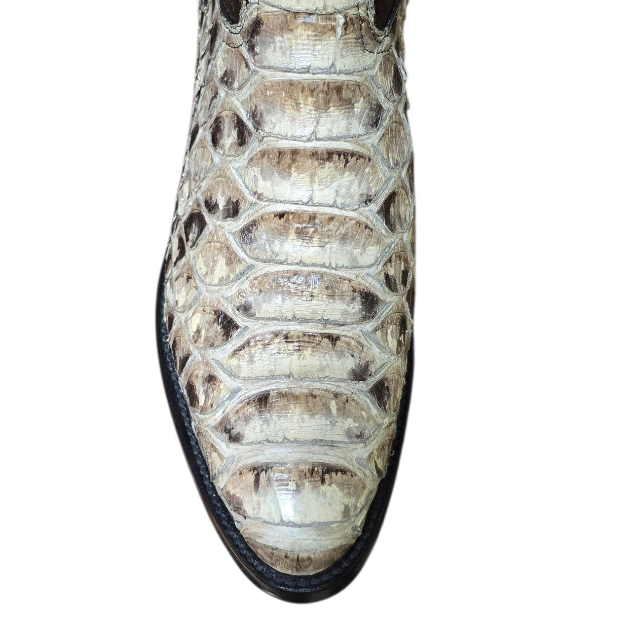 Exotic Leather Cowboy Boots (0173) - 14" Genuine Giant Python Snake Skin w/ Western Stitching & Round Toe