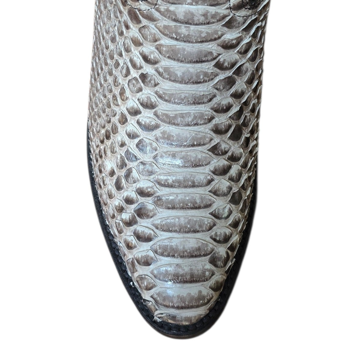 Exotic Leather Cowboy Boots (0171) - 14" Genuine Python Snake Skin w/ Western Stitching & Round Toe