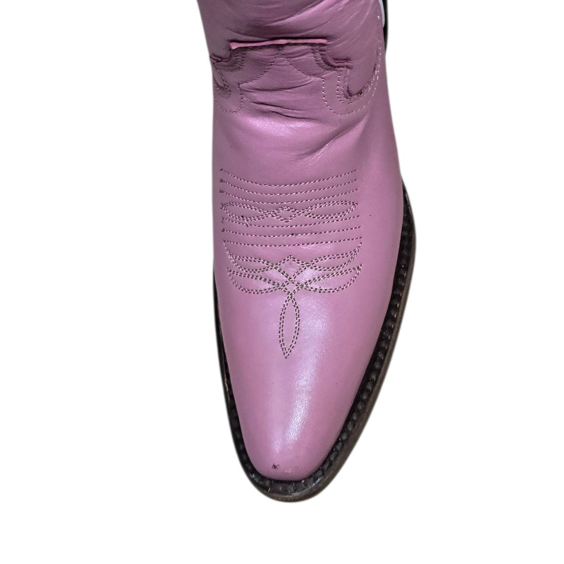 Cowboy Boots (0186) -15.5" Pink Leather w/ Gold Stitching Round Toe