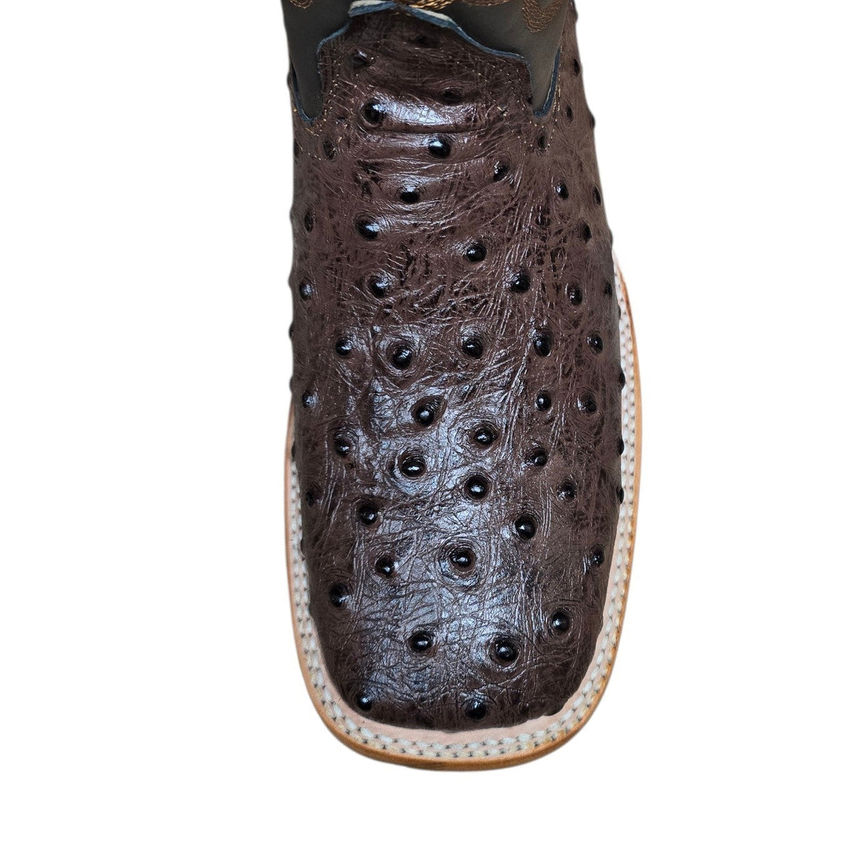 Cowboy Boots (0188) - 12" Premium Faux Ostrich Print Leather w/ Square Toe
