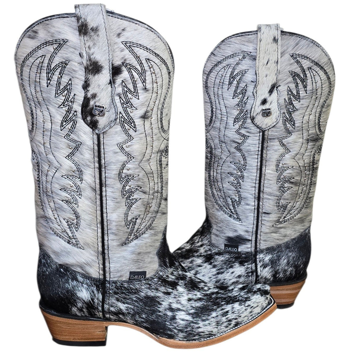 Cowboy Boots (0195) - 15" Genuine Cowhide Leather w/ Western Stitching & Snip Toe