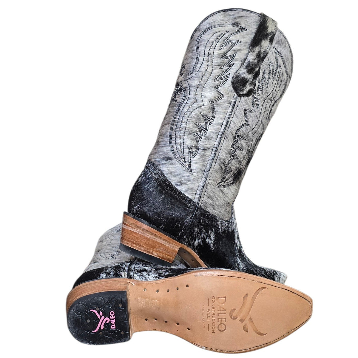Cowboy Boots (0195) - 15" Genuine Cowhide Leather w/ Western Stitching & Snip Toe