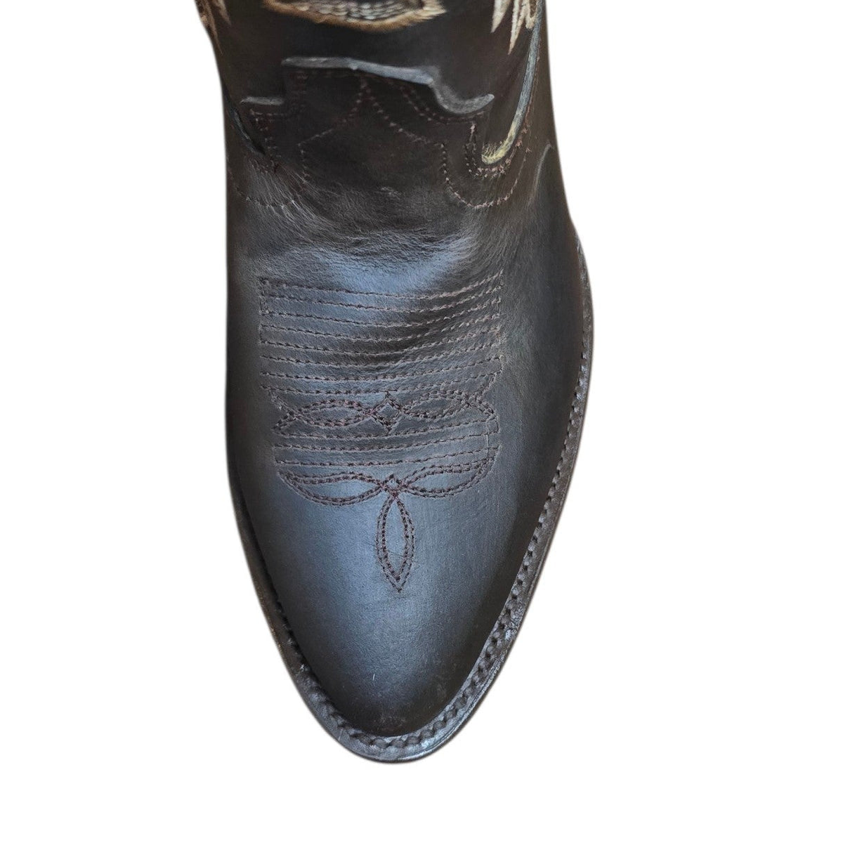 Cowboy Boots (0194) - 14" Dark Brown Leather w/ Western Stitching & Round Toe