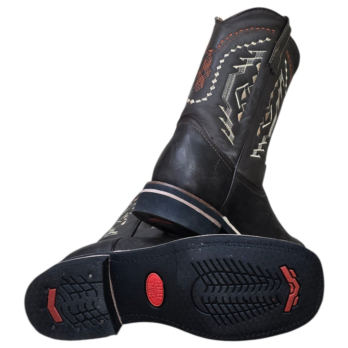 Cowboy Boots (0201) - 12" Dark Brown Leather w/ Western Stitching & Square Toe