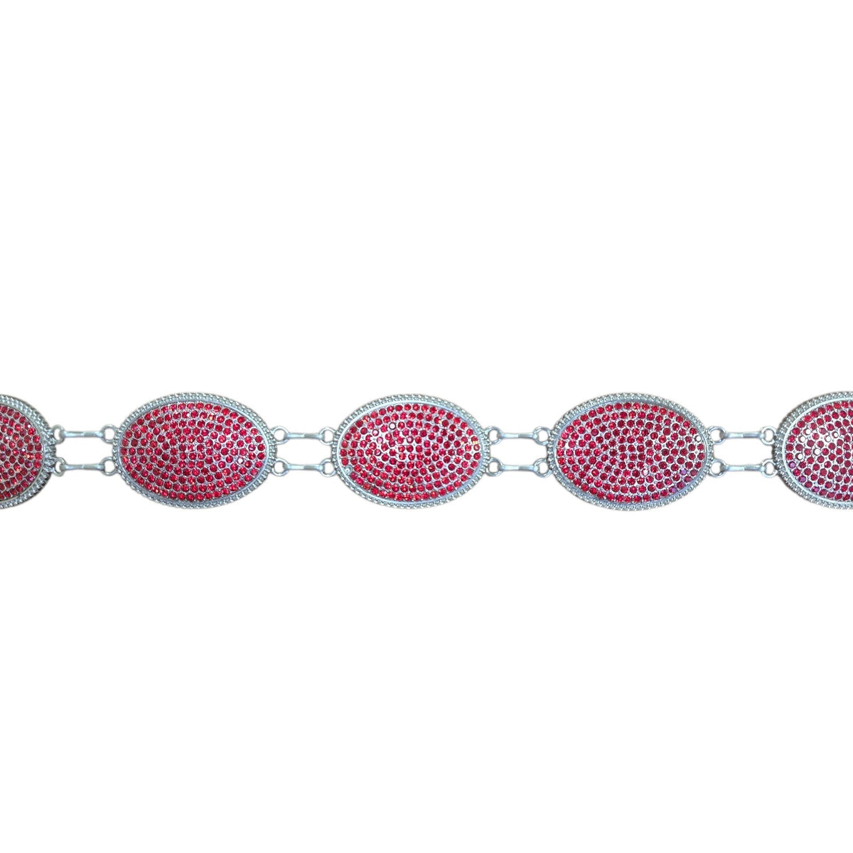 Chain Belt (0001) - Silver w/ Red Rhinestones