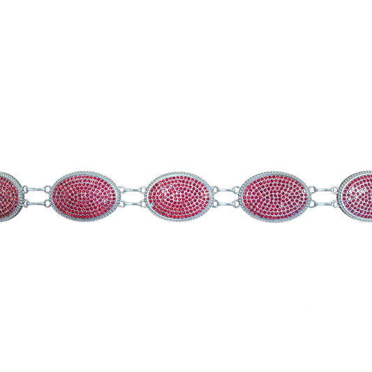 Chain Belt (0001) - Silver w/ Red Rhinestones