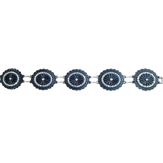 Chain Belt (0004) - Black w/ Iridescent Rhinestones