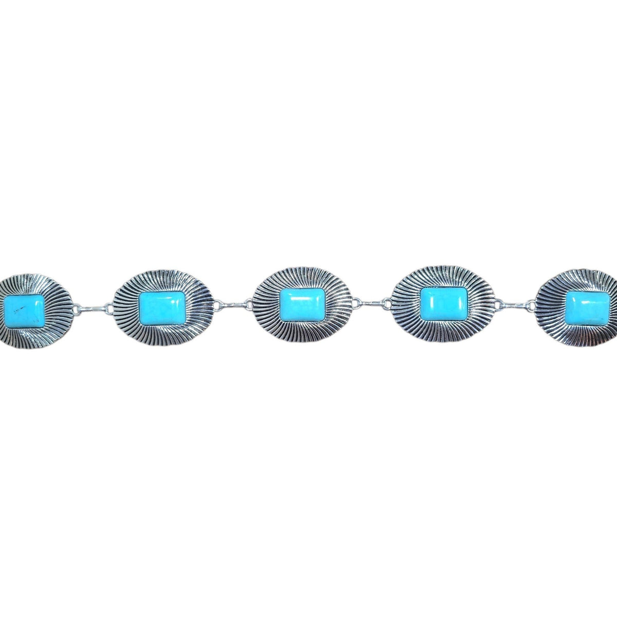 Chain Belt (0005) - Silver w/ Faux Turqoiuse