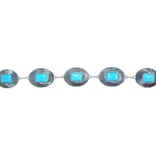Chain Belt (0005) - Silver w/ Faux Turqoiuse