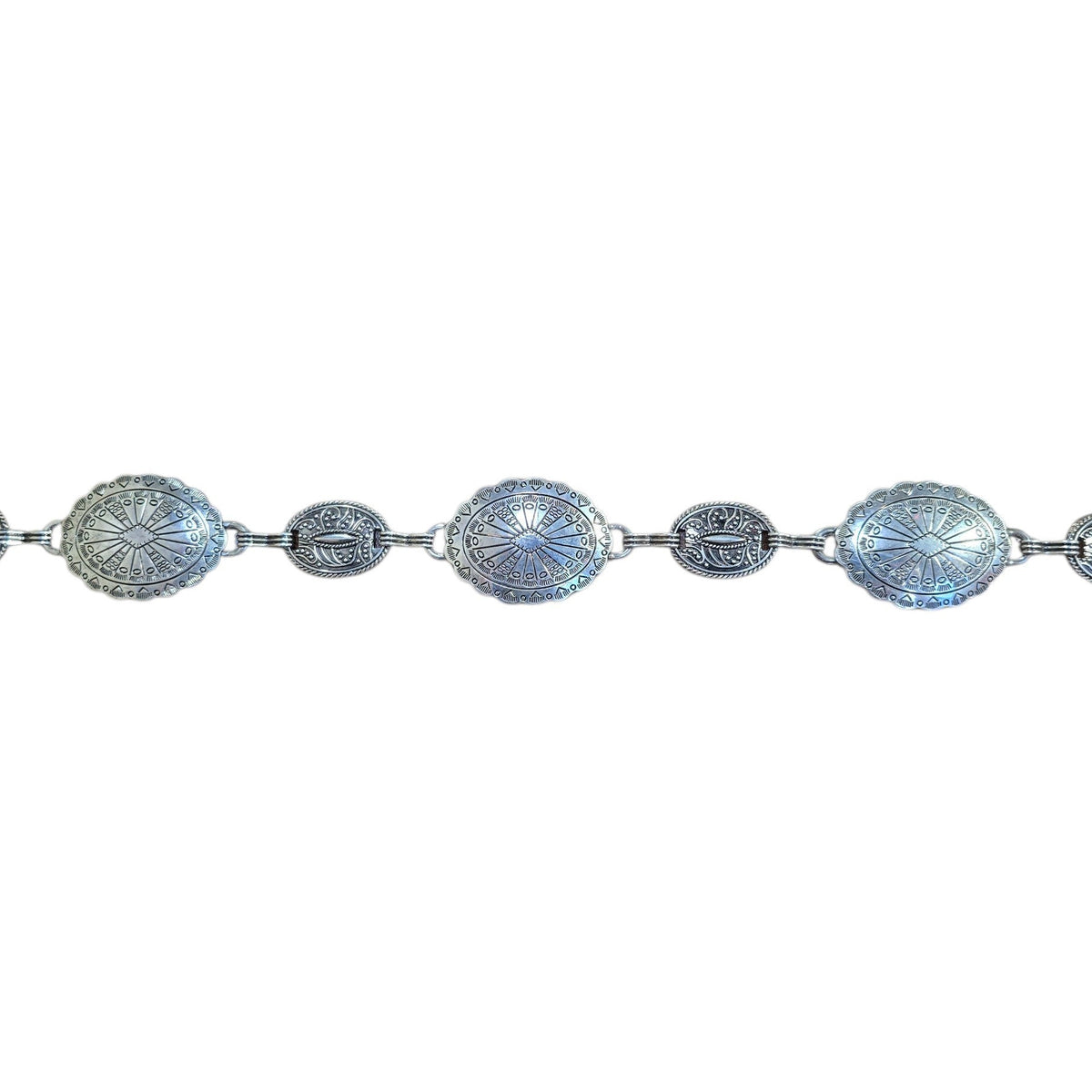 Chain Belt (0008) - Silver w/ Geometric Design