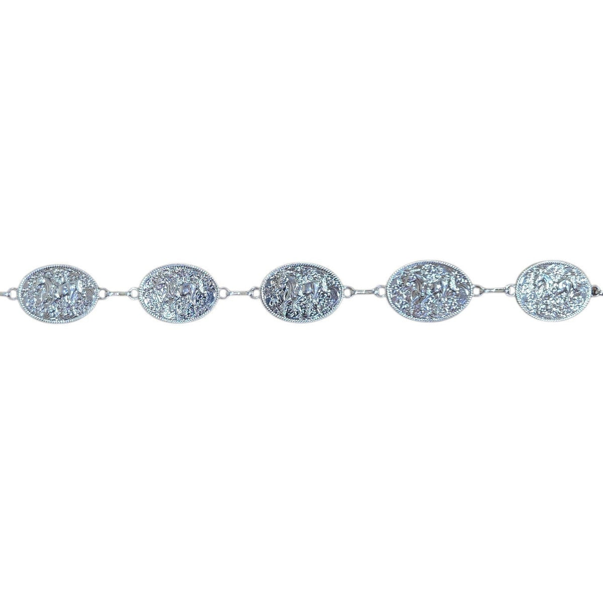 Chain Belt (0006) - Silver w/ Galloping Horse Design