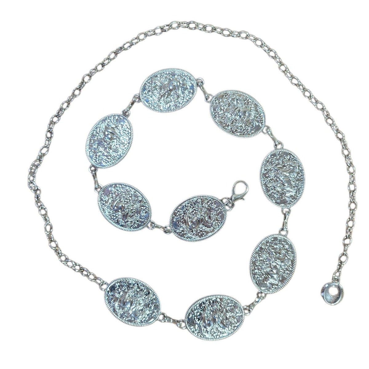 Chain Belt (0006) - Silver w/ Galloping Horse Design