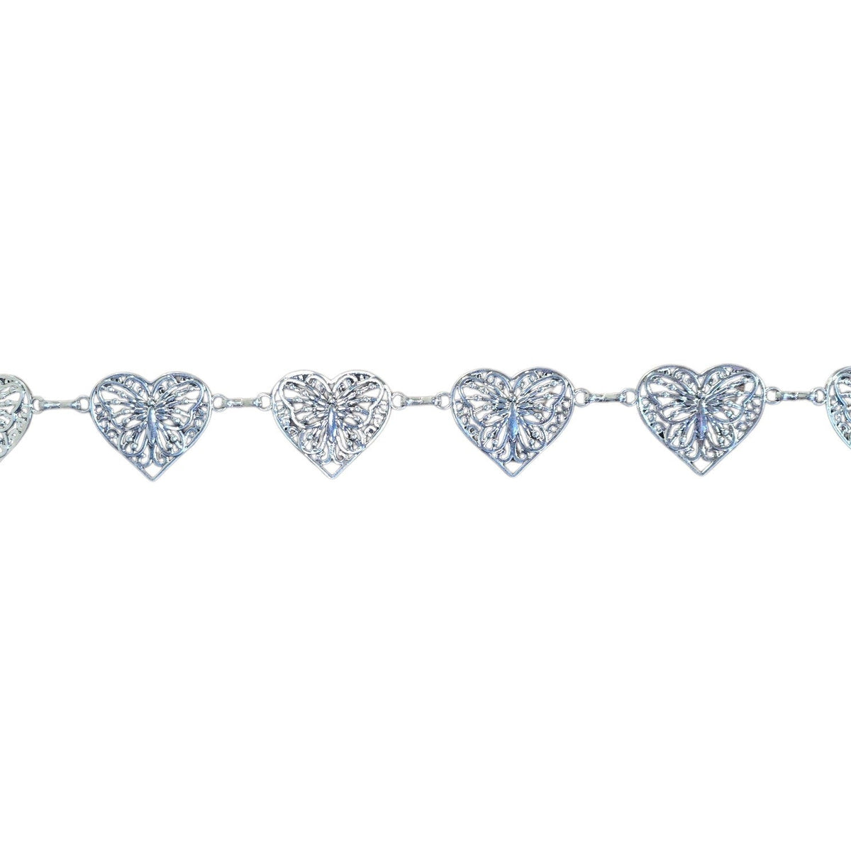 Chain Belt (0009) - Silver Heart Shape w/ Butterfly