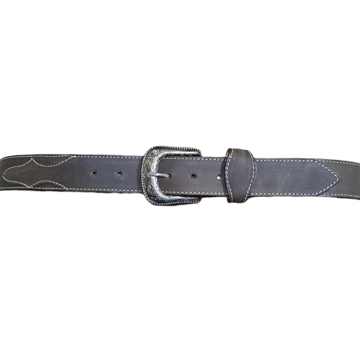 Genuine Leather Belt (0033) - Brown Leather w/ Engraved Buckle