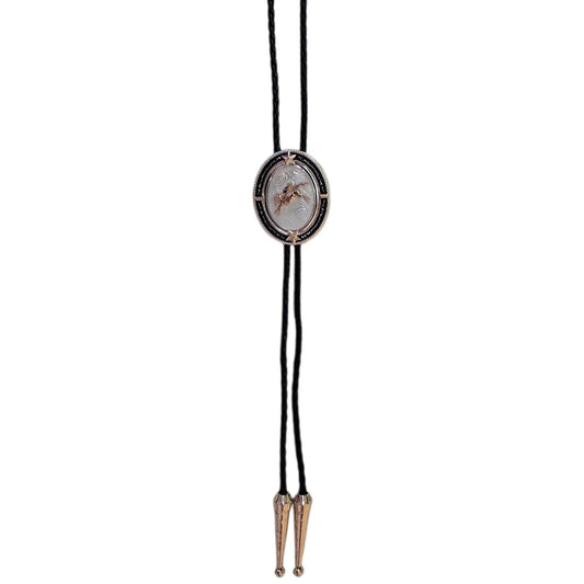 Western Bolo Tie (0102) - Mixed Metal w/ Rodeo Cowboy