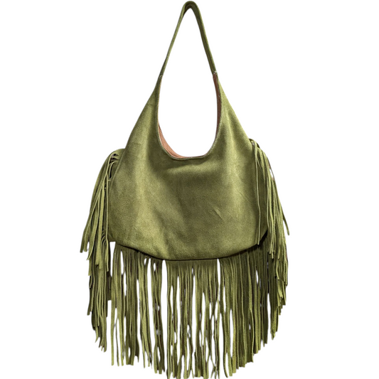 Western Fringe Leather Handbag (0010) - Green