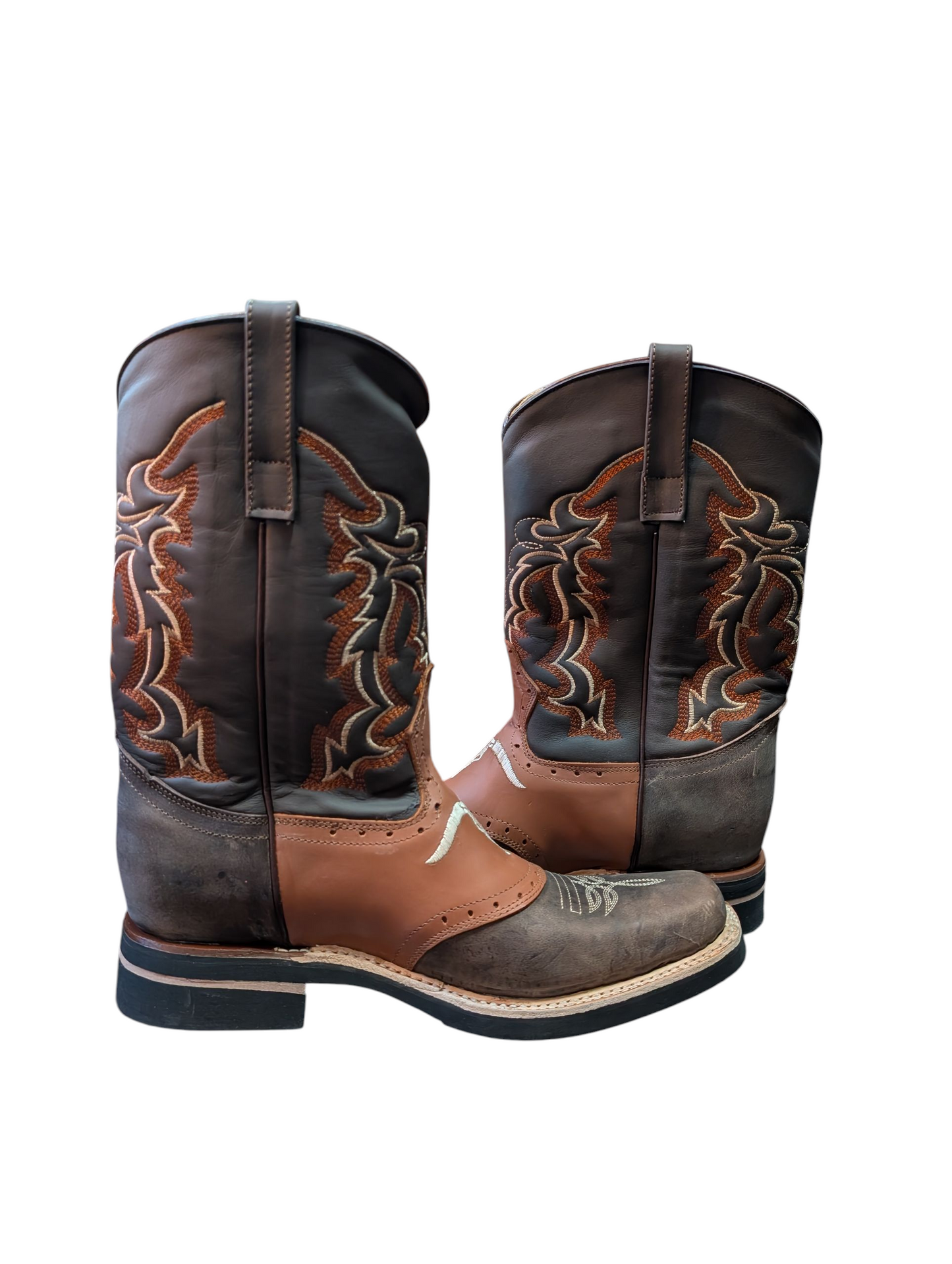 Men's Cowboy Boots (0046) - Layered Lather Longhorn Design