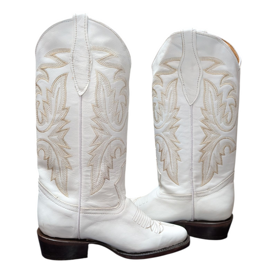 Women's Cowboy Boots (0060) - 14.5" White Round Toe