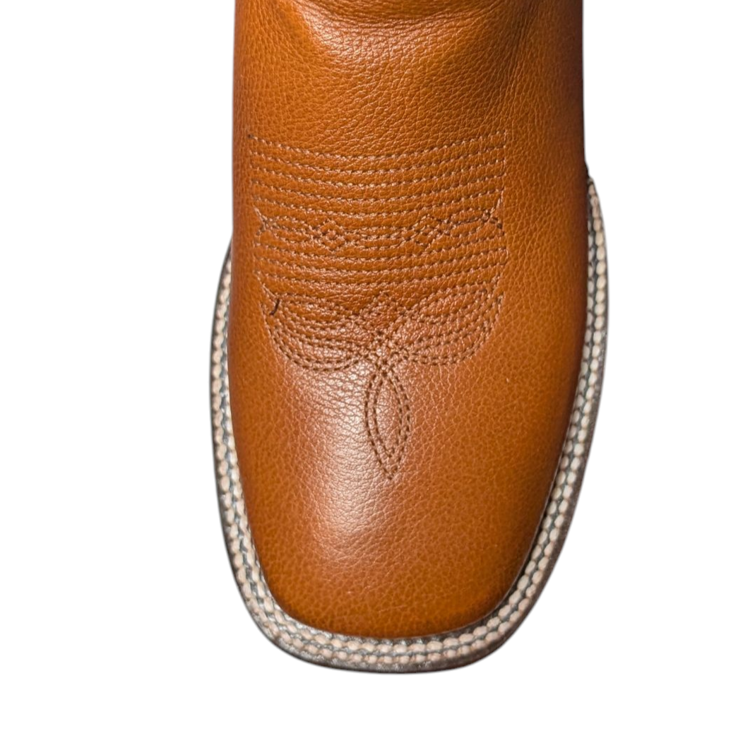 Women's Cowboy Boots (0067) - 11.5" Square Toe Rusty Brown Leather w/ Western Stitching