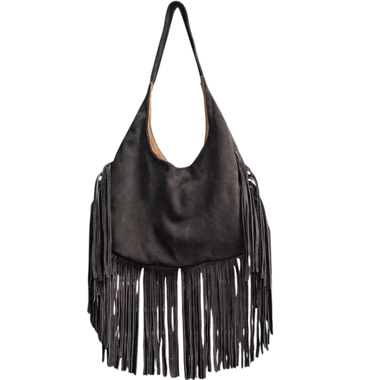 Western Fringe Leather Handbag (0003) - Dark Brown
