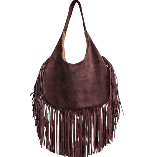 Western Fringe Leather Handbag (0004) - Burgundy
