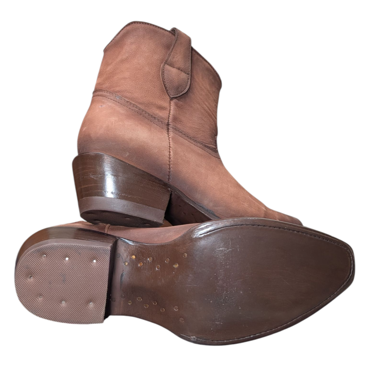 Women's Ankle Boots (0077) - 8" Brown Deer-hide Leather w/ Snip Toe