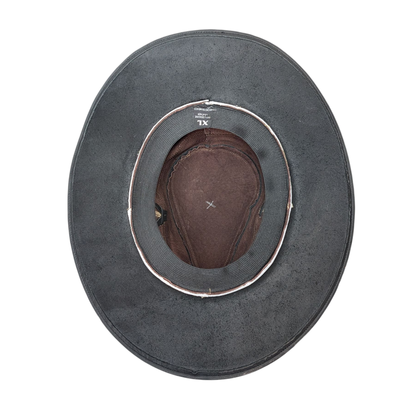 Leather Cowboy Hat w/ Genuine Cowhide - Black Leather