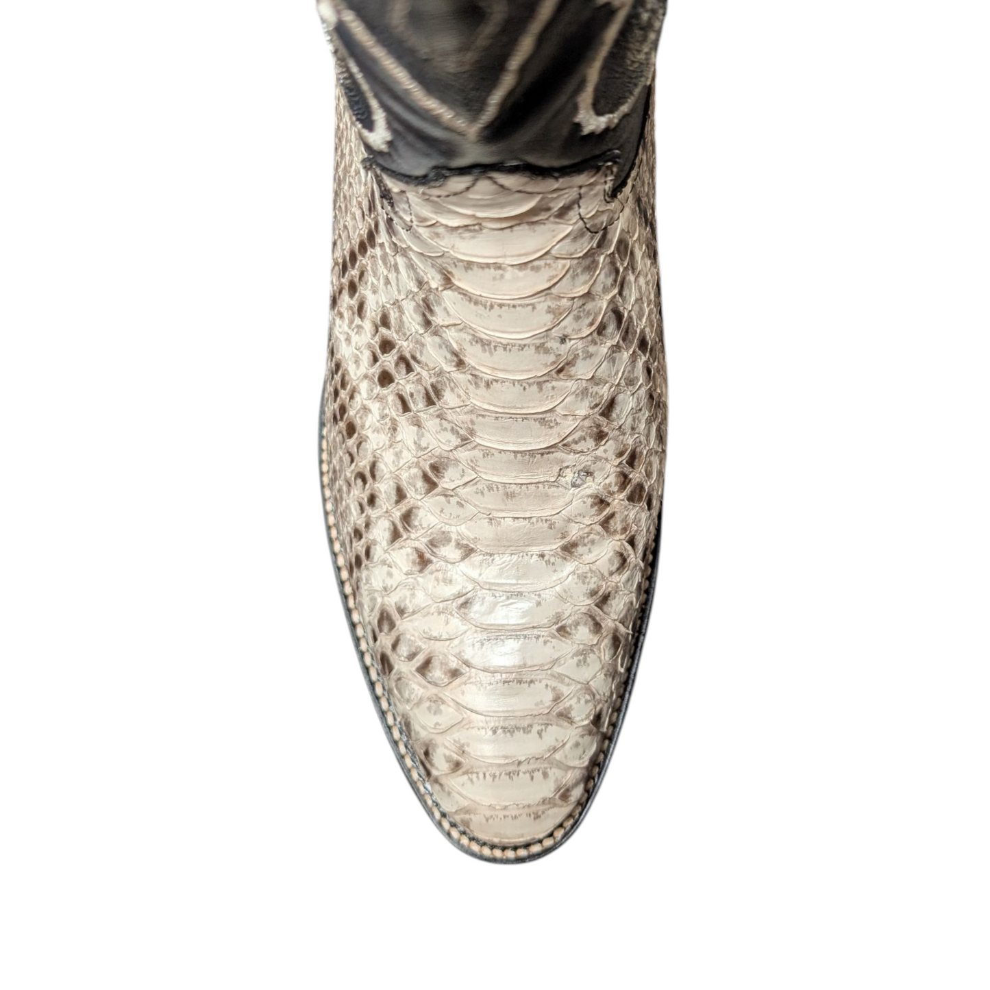 Men's Exotic Leather Cowboy Boots (0068) - 14" Snake Skin Leather w/ Western Stitching & Round Toe