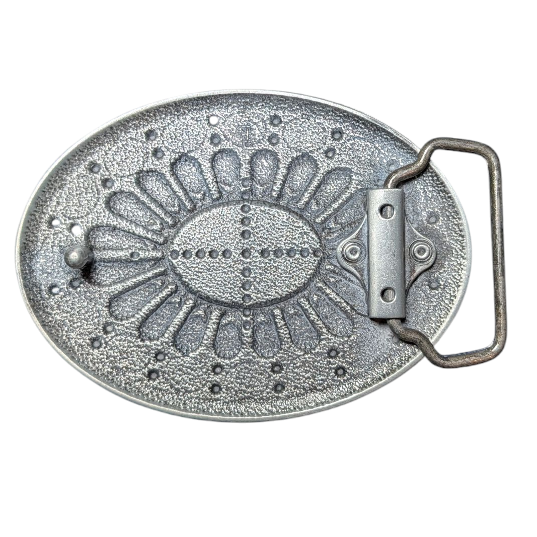 Western Buckle (0028) - Silver w/ Blue Stones