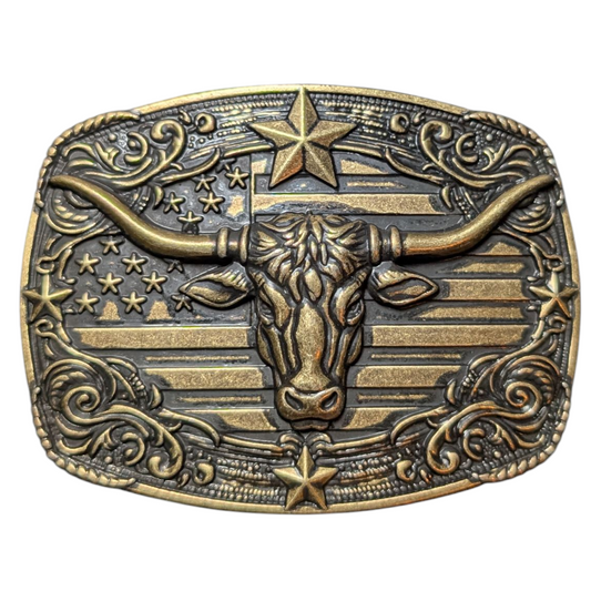 Western Buckle (0029) - Gold Longhorn