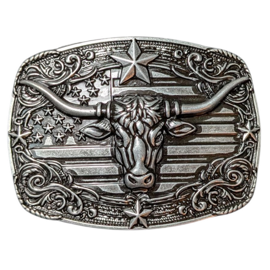Western Buckle (0030) - Silver Longhorn