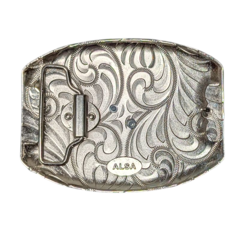 Western Buckle (0034) - Gold & Silver Rodeo Cowboy w/ Mixed Stones