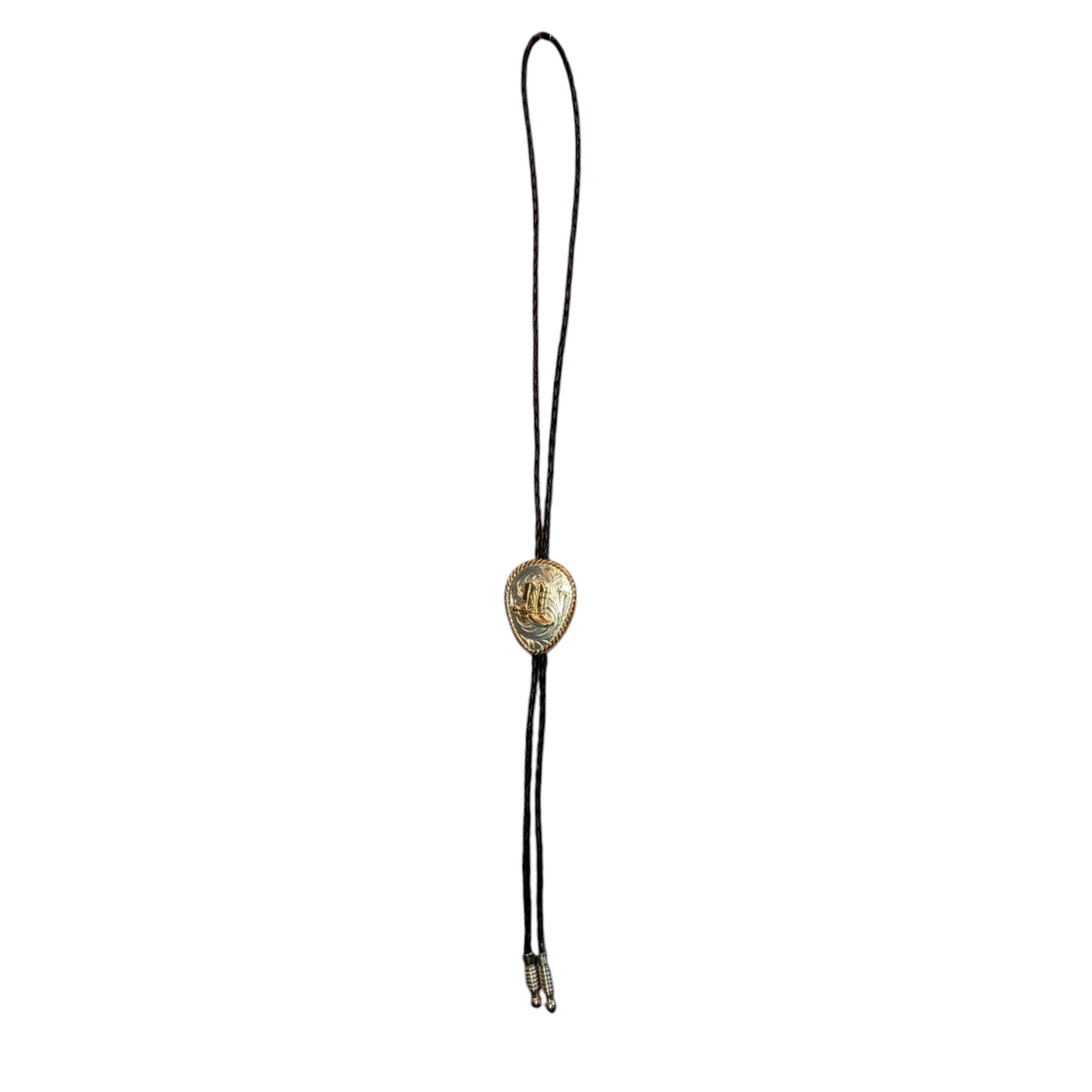 Western Bolo Tie (0018) - Silver & Gold Cowboy Boots
