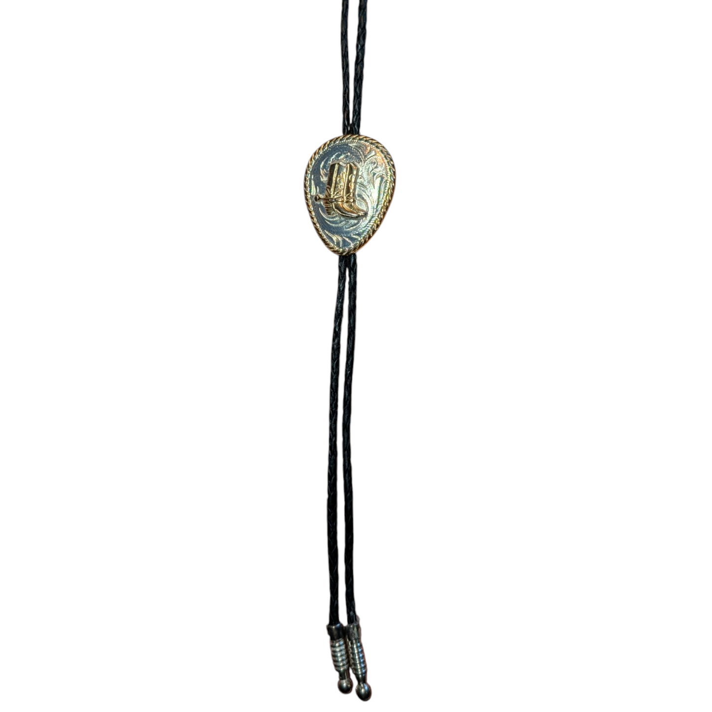 Western Bolo Tie (0018) - Silver & Gold Cowboy Boots