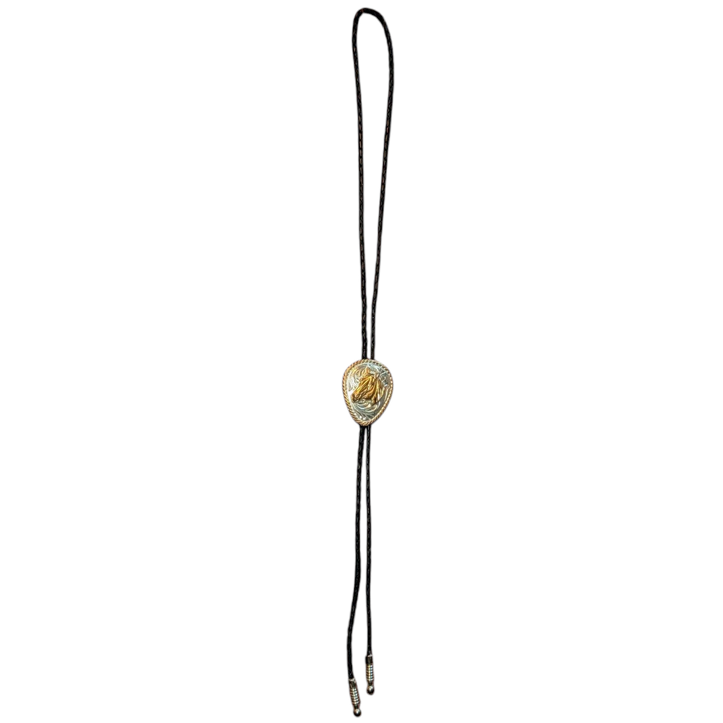 Western Bolo Tie (0019) - Silver & Gold Horse Head