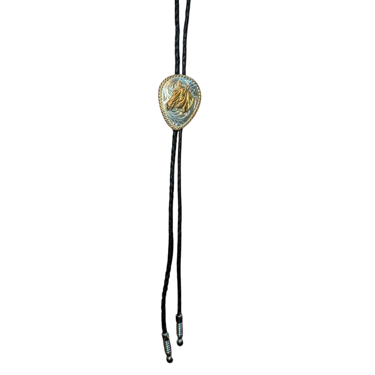 Western Bolo Tie (0019) - Silver & Gold Horse Head