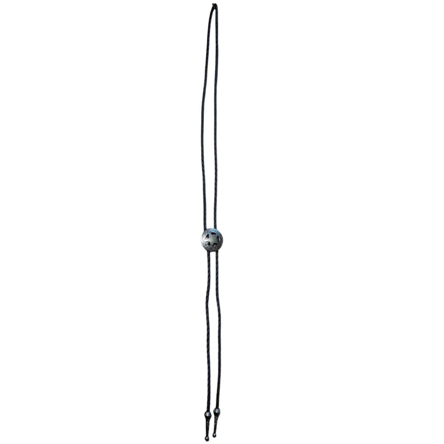 Western Bolo Tie (0017) - Silver Star Circle