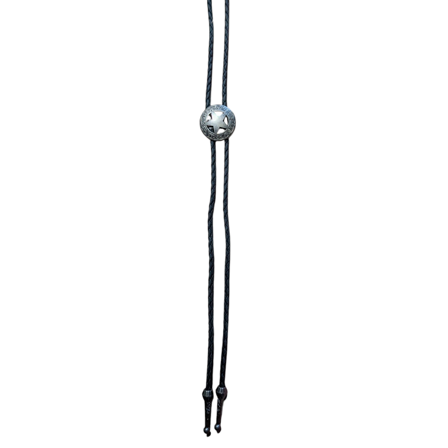 Western Bolo Tie (0017) - Silver Star Circle