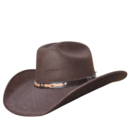 Rodeo Dark Brown Felt Cowboy Hat w/ Two-Tone Band