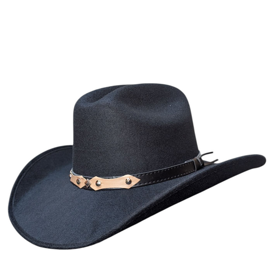 Rodeo Black Felt Cowboy Hat w/ Two-Tone Band