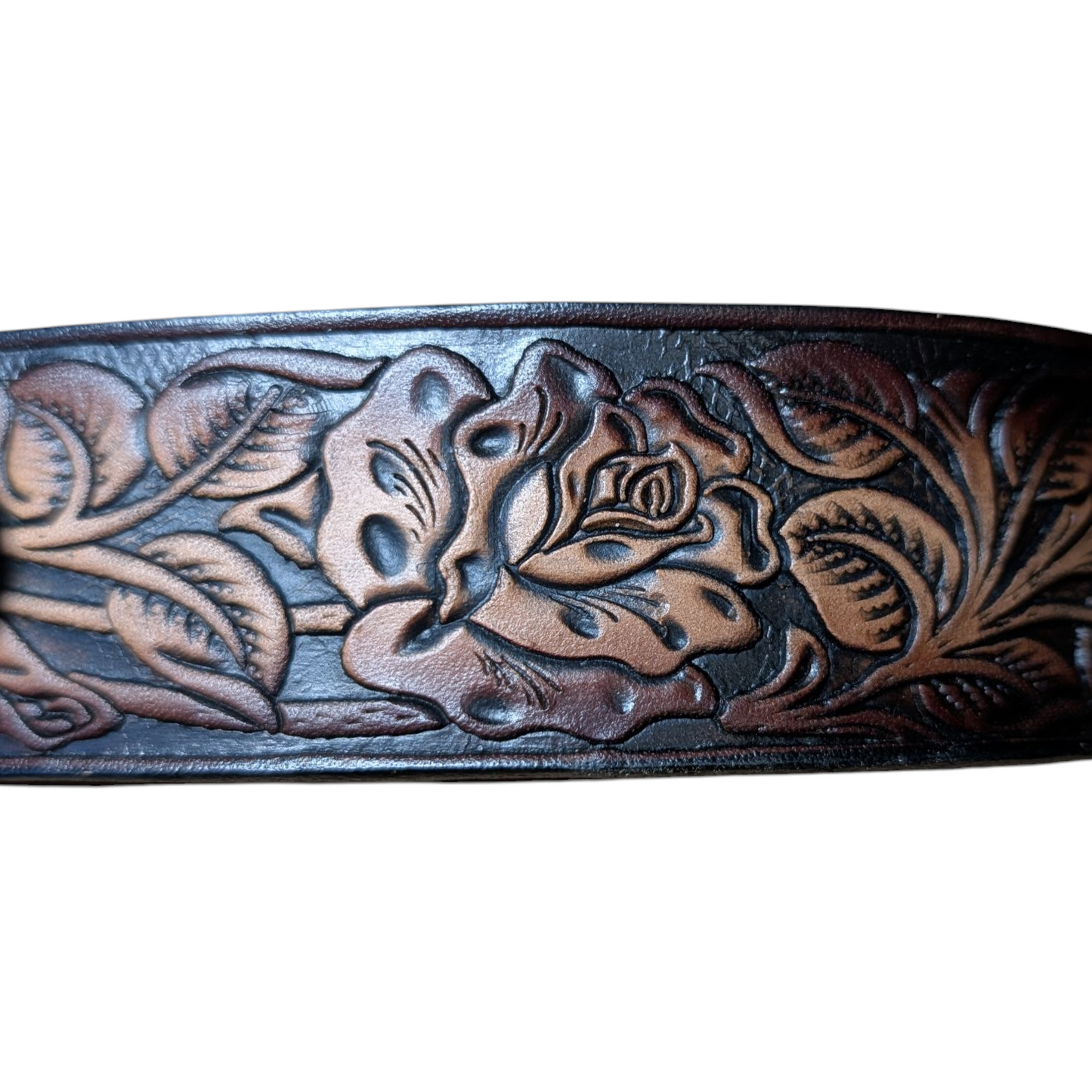 Western Leather Belt (0013) - Brown Engraved Floral