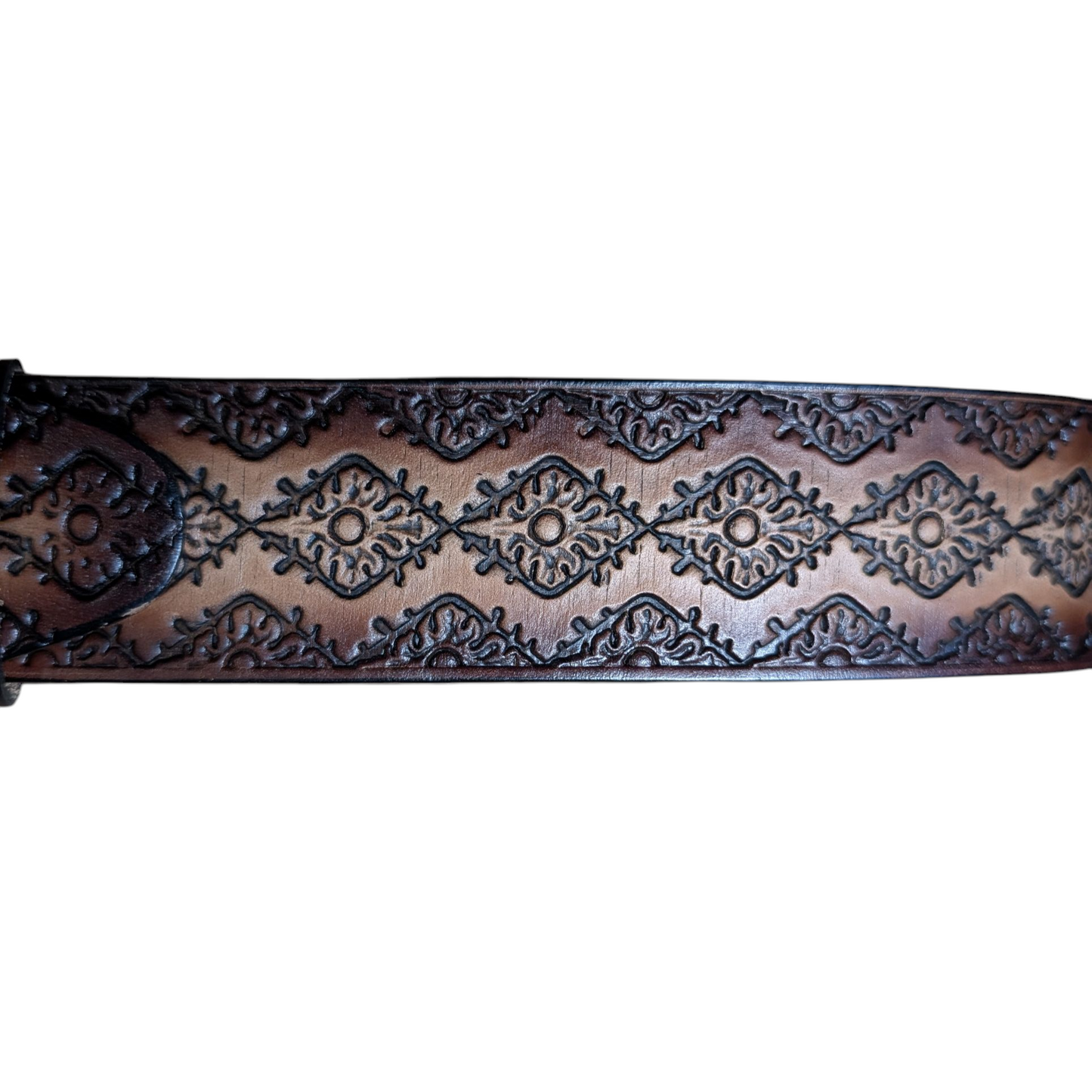 Western Leather Belt (0014) - Brown Engraved Leather