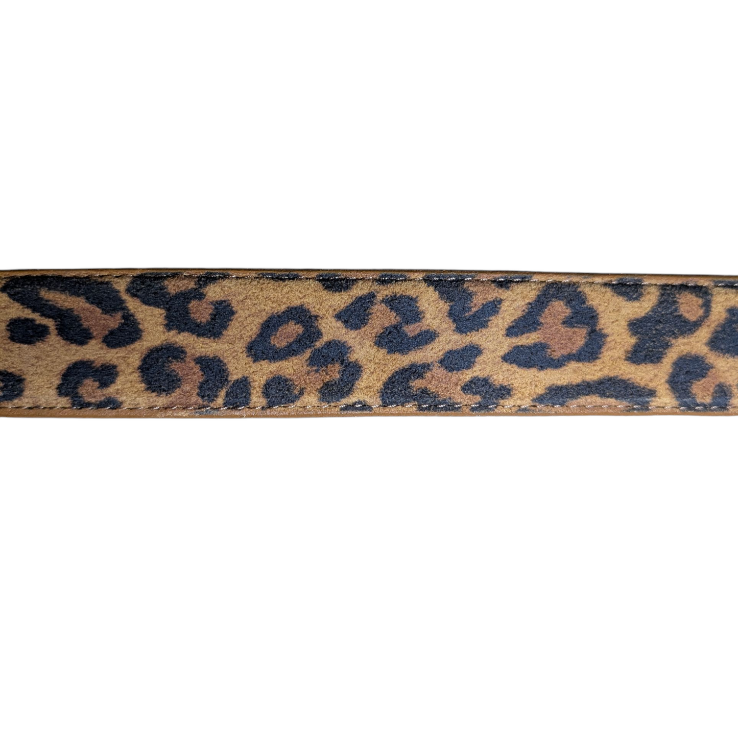 Western Leather Belt (0017) - Leopard Print w/ Circular Gold Buckle