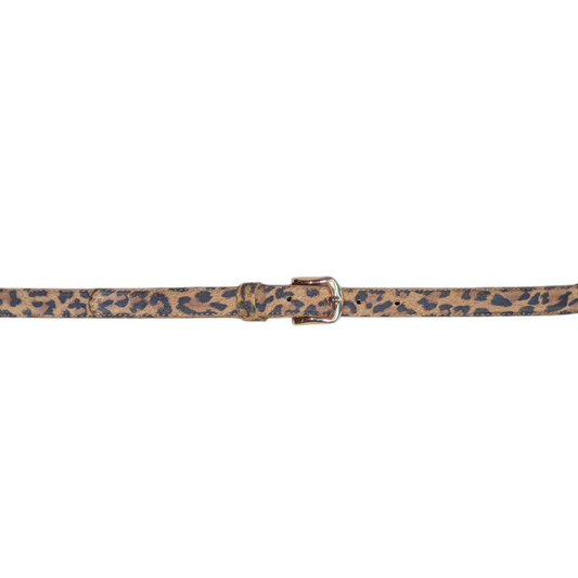 Western Leather Belt (0018) - Leopard Print w/ Small Gold Buckle (Thin Version)