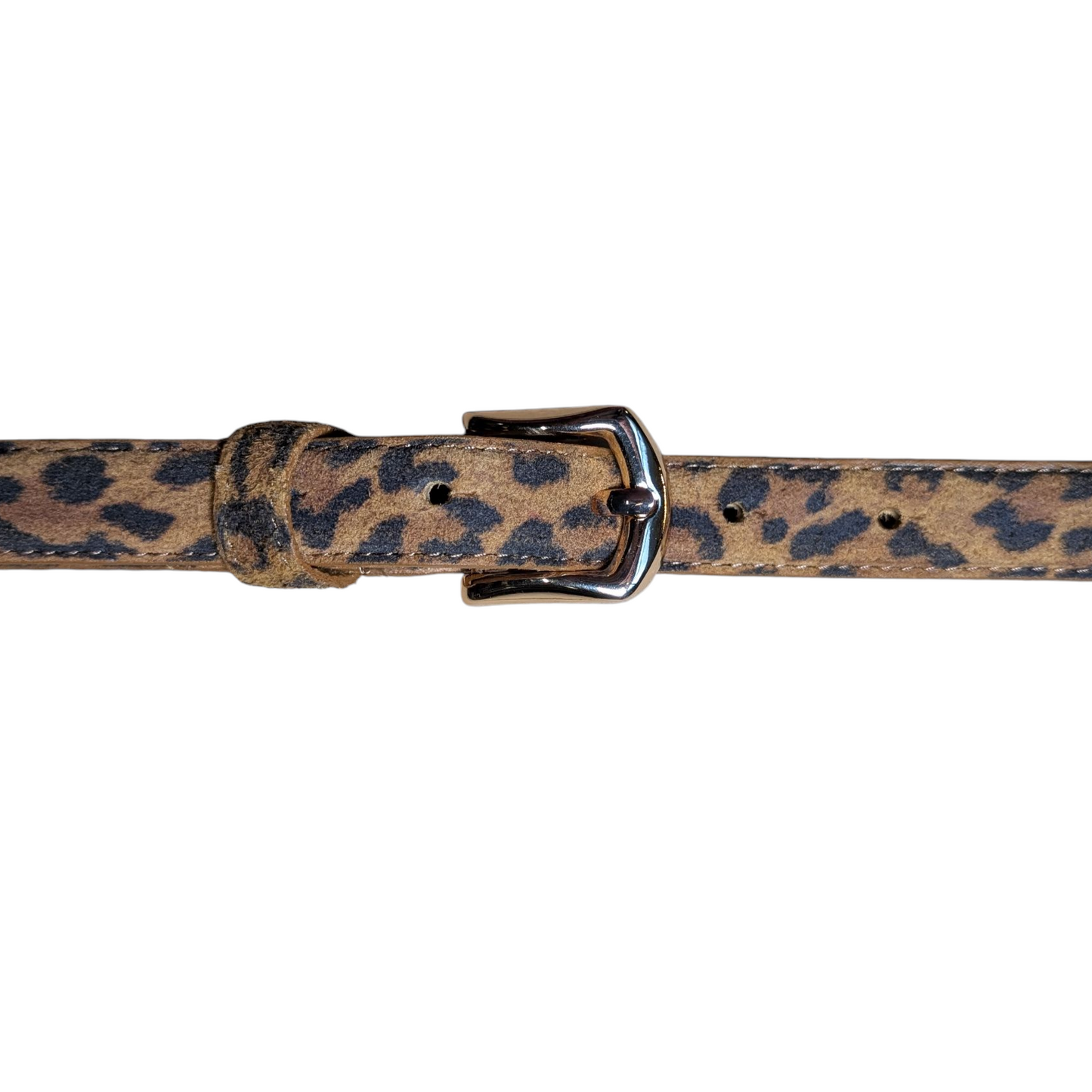 Western Leather Belt (0018) - Leopard Print w/ Small Gold Buckle (Thin Version)