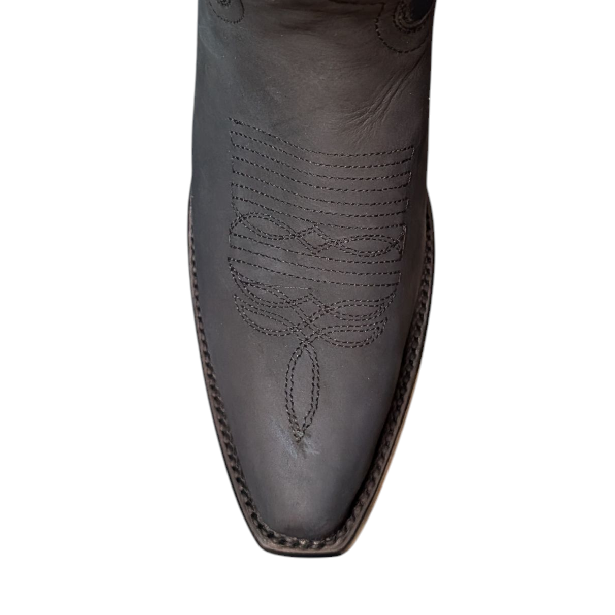 Women's Cowboy Boots (0083) - 13" Black Leather w/ Cream Western Stitching and Snip Toe