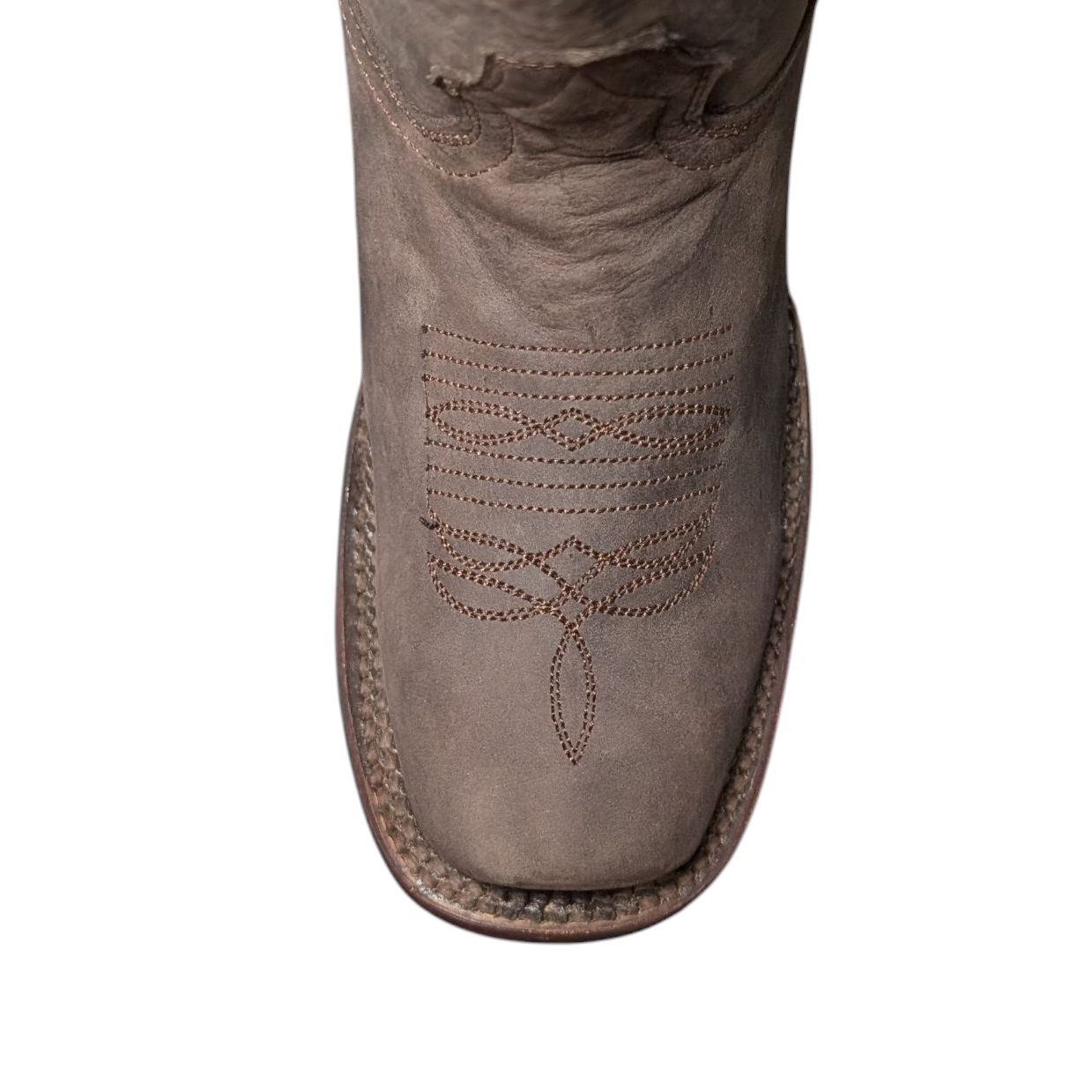 Women's Cowboy Boots (0086) - 14" Wide Calf Rustic Brown Leather w/ Square Toe