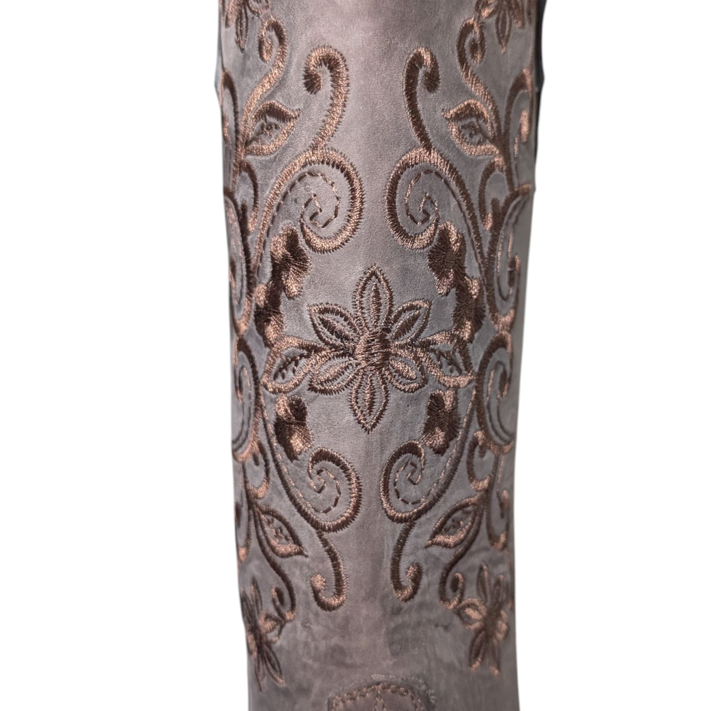 Women's Cowboy Boots (0086) - 14" Wide Calf Rustic Brown Leather w/ Square Toe