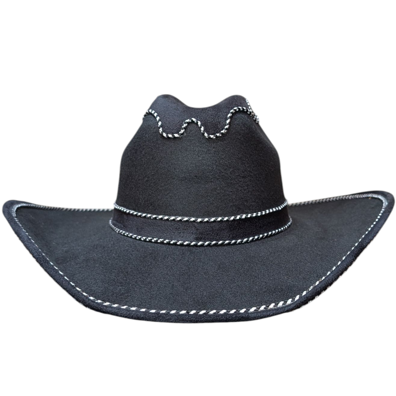 Black Felt Cowboy Hat w/ White & Black Accented Stitching